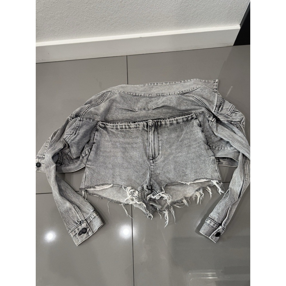 Alexander Wang Grey Jacket Wrap Design Denim Shorts Sz 26